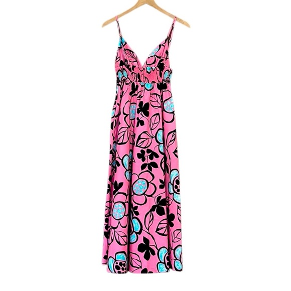 Zara Printed Poplin Midi Dress Pink Black Size Medium - Picture 10 of 15